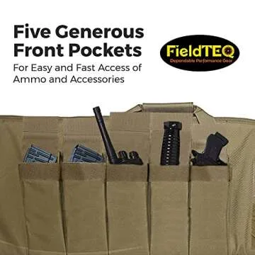 FieldTEQ Rifle Cases - Heavy-Duty, Waterproof Nylon, Shoulder Strap and 5 Pouch Rifle Case - Ideal f...