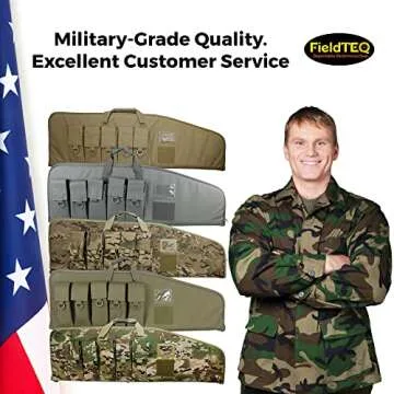 FieldTEQ Rifle Cases - Heavy-Duty, Waterproof Nylon, Shoulder Strap and 5 Pouch Rifle Case - Ideal for Soft Rifle Bag, Airsoft Gun Case, Hunting Gear - Coyote Tan 42"