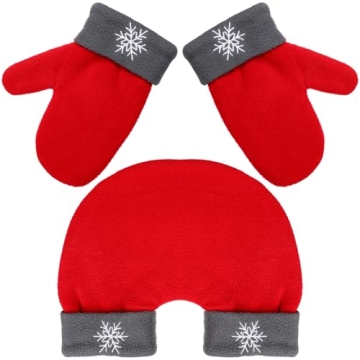 Couple Lovers Winter Thicken Warm Glove Sweethearts Christmas Couples Mittens 3pcs Gloves, Red, Medi...