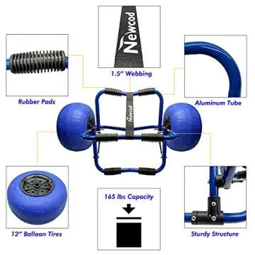 Newcod Kayak Dolly with 12-Inch Balloon Wheels for Beaches