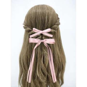 SALOCY Hair Bow Clips for Women Girls, 4 PCS Hair Ribbon Clips with Long Tail Tassel Design for DIY ...