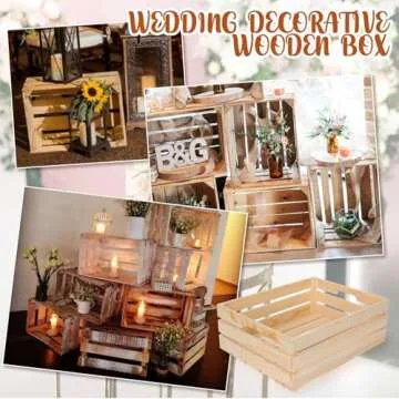 Soaoo 5 Pcs Decorative Nesting Wooden Crates for Storage Display 5 Size Large Small Rustic Wood Decorative Storage Crates with Handle Farmhouse Crate Box Container Made from Pine(Classic Color)