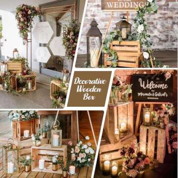 Soaoo 5 Pcs Decorative Nesting Wooden Crates for Storage Display 5 Size Large Small Rustic Wood Decorative Storage Crates with Handle Farmhouse Crate Box Container Made from Pine(Classic Color)