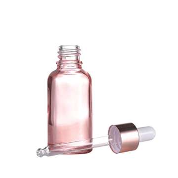 6 Pcs,3.4 Oz Pink Glass Dropper Bottle for Essential Oils,Empty Glass Massage Oil Bottle Holder With...