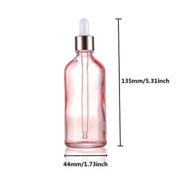 6 Pcs,3.4 Oz Pink Glass Dropper Bottle for Essential Oils,Empty Glass Massage Oil Bottle Holder With Glass Reagent Pipette,Aromatherapy Perfume Travel Vial Container-FREE Pipette,Funnel included