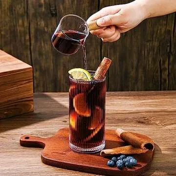 ZMOWIPDL Ribbed Glassware Vintage Drinking Glasses with Straws Set of 6,Clear Fluted Ripple Glass Cups 12.5oz,Ribbed Iced Coffee Cups for Cocktail, Whiskey, Beer, Juice, Water