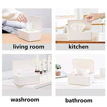 DEF Wipes Dispenser, Polypropylene Baby Wipes Case Sealed Keeps Wet Tissue Fresh Flushable Case Holders Easy Open and Close Non-Slip for Desk Office Dorm Kitchen Washroom Vanity (White)