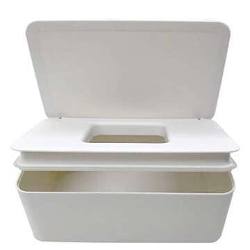 DEF Wipes Dispenser, Polypropylene Baby Wipes Case Sealed Keeps Wet Tissue Fresh Flushable Case Holders Easy Open and Close Non-Slip for Desk Office Dorm Kitchen Washroom Vanity (White)