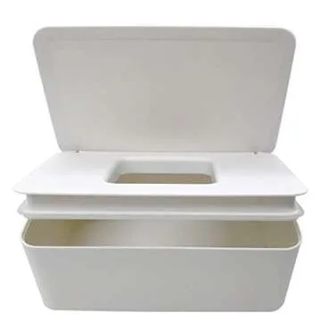 DEF Wipes Dispenser, Polypropylene Baby Wipes Case Sealed Keeps Wet Tissue Fresh Flushable Case Holders Easy Open and Close Non-Slip for Desk Office Dorm Kitchen Washroom Vanity (White)