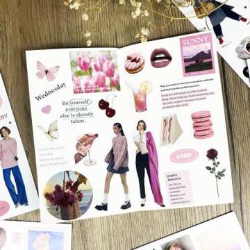 Sticker Book for Adults,Washi Stickers for Journaling 20 Sheets Ephemera Sticker Book for Bullet Junk Journal Supplies 260pcs People Flowers Quotes Vintage Scrapbooking Stickers Set for Art Craft