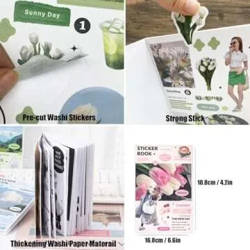 Sticker Book for Adults,Washi Stickers for Journaling 20 Sheets Ephemera Sticker Book for Bullet Junk Journal Supplies 260pcs People Flowers Quotes Vintage Scrapbooking Stickers Set for Art Craft
