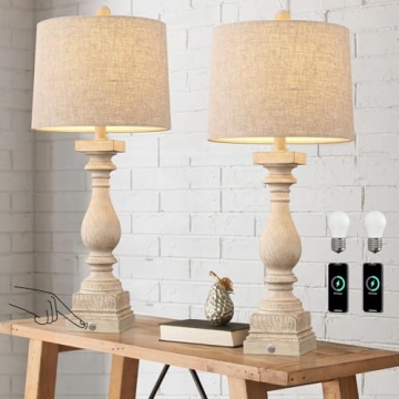 Dimmable Touch Control Farmhouse Lamps with USB Ports