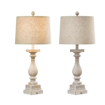 Dimmable Touch Control Farmhouse Lamps with USB Ports