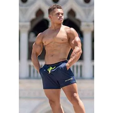Jed North Men's Fitted Shorts Bodybuilding Workout Gym Running Tight Lifting Shorts Navy Small