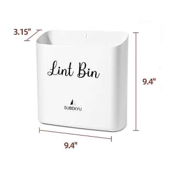 SUBEKYU Magnetic Lint Bin for Laundry Room, Small Waste Bin or Laundry Storage Container for Hanging on Dryer/Washer/Wall, 0.85 Gallon, White