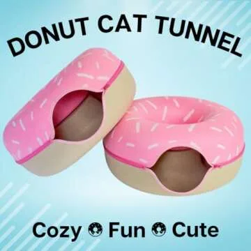 Luli & Cat Sprinkled Donut Cat Tunnel Bed - Large Cat Tunnel Hideaway Caves for Indoor Cats