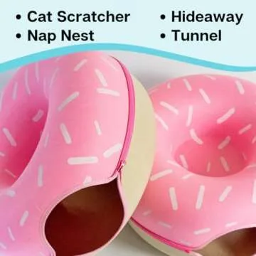 Luli & Cat Sprinkled Donut Cat Tunnel Bed for Playtime