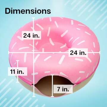 Luli & Cat Sprinkled Donut Cat Tunnel Bed - Large Cat Tunnel Hideaway Caves for Indoor Cats