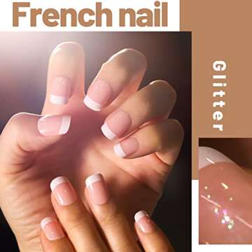 Teenitor Short Press on Nails,288Pcs Matte Acrylic Short Square Fake Nails Full Cover, Glitter Press On False Nails Glue on Nails Short