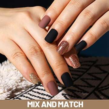Teenitor Short Press on Nails,288Pcs Matte Acrylic Short Square Fake Nails Full Cover, Glitter Press On False Nails Glue on Nails Short
