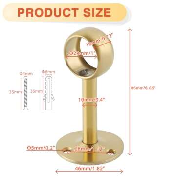 Alise Curtain Rod Holder Bracket 1''Dia,Closet Rod Holders Wall Mounted Ceiling Mount Curtain Rod Fl...