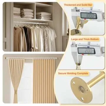 Alise Curtain Rod Holder Bracket 1''Dia,Closet Rod Holders Wall Mounted Ceiling Mount Curtain Rod Flange Brackets,Curved Shower Curtain Rod for Bathroom,Stainless Steel Gold Finish,Pack of 4