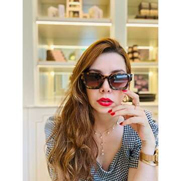FEISEDY Retro 90s Square Sunglasses for Women Men Trendy Chunky Rectangle Sunglasses UV400 Protection B2385