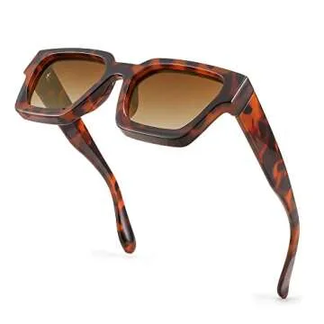 FEISEDY Retro 90s Square Sunglasses for Women Men Trendy Chunky Rectangle Sunglasses UV400 Protection B2385