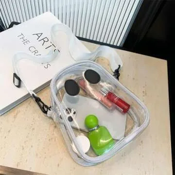 JESPPIN Cute Ghost Clear Purse,Clear Bag For Stadium Events,Stadium Approved Crossbody Bag Purses for Women Adjustable Strap (Transparent)