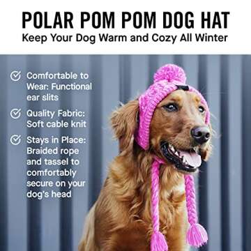 Canada Pooch Pom Pom Winter Dog Protection Hat - Knitted Warm Dog Beanie | Cozy Dog Cap with Tassel,...