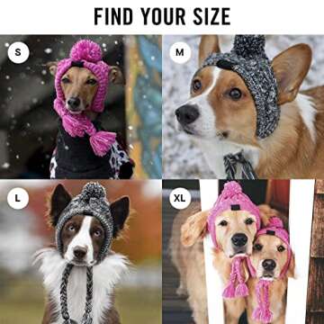 Canada Pooch Pom Pom Winter Dog Protection Hat - Knitted Warm Dog Beanie | Cozy Dog Cap with Tassel, Keeps Dogs Comfy on Cold Days, Breathable Ear Slits, Great for Dogs Pink/M