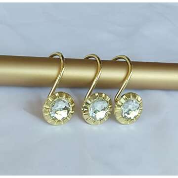 Gold Shower Curtain Rings Hooks Rustproof, Set of 12