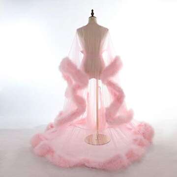 Old Hollywood Feather Robe Lingerie Long Bridal Robe Maternity Photoshoot Sexy Tulle Bathrobe Plus Size Black Nightgown