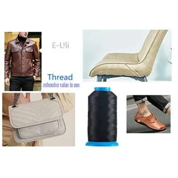 JOSDIOX Black Thread for Sewing Polyester T70#69 210d/3 Crafts Heavy Duty Thread 1500 Yds for Sewing Machine Outdoor Marine Jeans Leather Drapery Upholstery Embroidery Bag Shoes Canvas (Black)