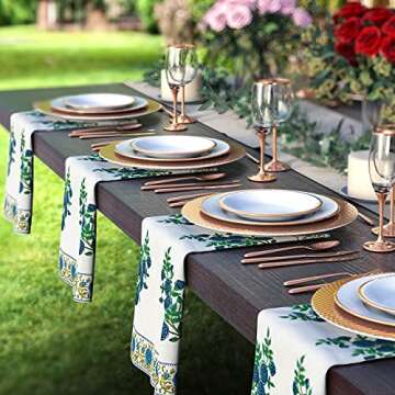 AVRIT Cloth Napkins, Blue Napkins - Premium 19 x 19 Inch Cotton Dinner Napkins, Fall Cloth Napkins for Weddings, Table Napkins, Cocktail Napkins for Thanksgiving, Christmas Cloth Napkins Set of 4