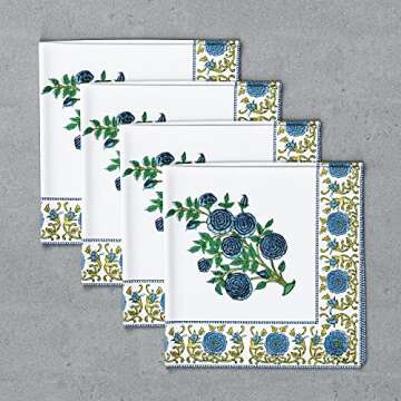 AVRIT Cloth Napkins, Blue Napkins - Premium 19 x 19 Inch Cotton Dinner Napkins, Fall Cloth Napkins for Weddings, Table Napkins, Cocktail Napkins for Thanksgiving, Christmas Cloth Napkins Set of 4