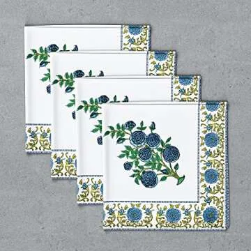 AVRIT Cloth Napkins, Blue Napkins - Premium 19 x 19 Inch Cotton Dinner Napkins, Fall Cloth Napkins for Weddings, Table Napkins, Cocktail Napkins for Thanksgiving, Christmas Cloth Napkins Set of 4