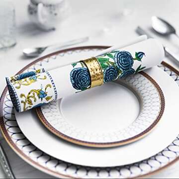 AVRIT Cloth Napkins, Blue Napkins - Premium 19 x 19 Inch Cotton Dinner Napkins, Fall Cloth Napkins for Weddings, Table Napkins, Cocktail Napkins for Thanksgiving, Christmas Cloth Napkins Set of 4