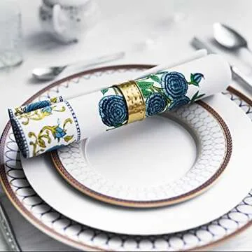 AVRIT Cloth Napkins, Blue Napkins - Premium 19 x 19 Inch Cotton Dinner Napkins, Fall Cloth Napkins for Weddings, Table Napkins, Cocktail Napkins for Thanksgiving, Christmas Cloth Napkins Set of 4