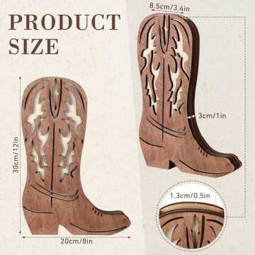 Havawish 2 Pcs Wood Cowboy Boots Wall Planter for Indoor Plants 12 x 8'' Cowboy Boot Flower Vase Han...