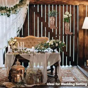 Havawish 2 Pcs Wood Cowboy Boots Wall Planter for Indoor Plants 12 x 8'' Cowboy Boot Flower Vase Hanging Pocket Vases for Flower Faux Greenery Wood Wall Decor for Bathroom Bedroom(Retro Style)