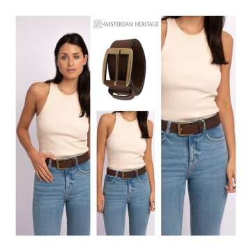 Genuine Leather Womens Brown Belt for Elegant Fashion