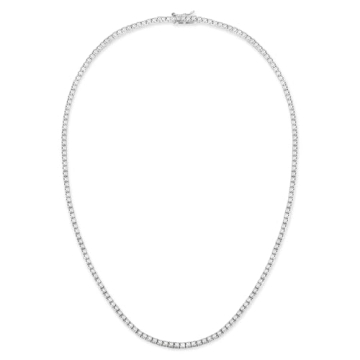 Gemsme 18K White Gold Plated Tennis Necklace for Women