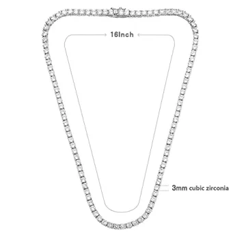 Gemsme 18K White Gold Plated Tennis Necklace for Women