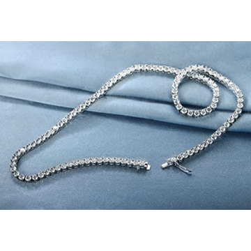 Gemsme 18K White Gold Plated Tennis Necklace for Women