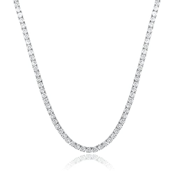 Gemsme 18K White Gold Plated Tennis Necklace for Women