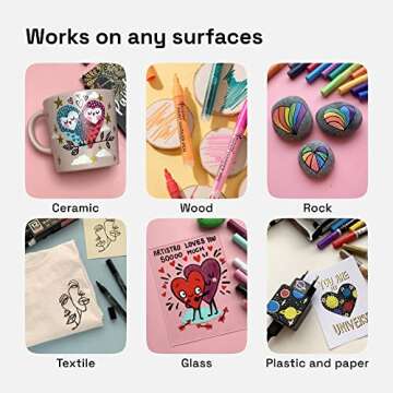 ARTISTRO 42 Acrylic Paint Pens, Art Set Acrylic Paint Markers, Fabric Markers for Textile, Canvas, Rock, Glass, Wood, Paper, Pumpkin, DIY, Paint Markers for Kids and Adults (Extra Fine Tip)