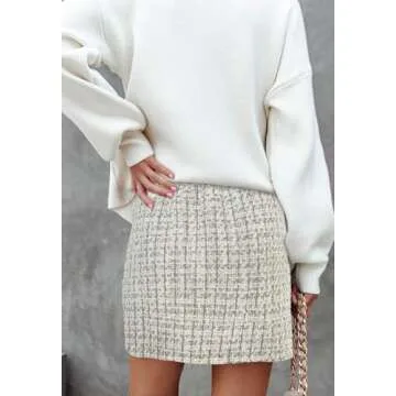 Stylish HERBATOMIA Women's Plaid Mini Skirt Above Knee Winter Fashion