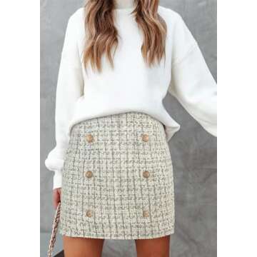 Stylish HERBATOMIA Women's Plaid Mini Skirt Above Knee Winter Fashion