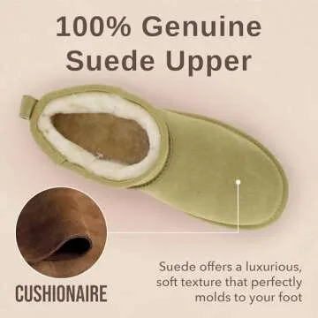 CUSHIONAIRE Women's Suede Ankle Snow Boots for Winter Comfort